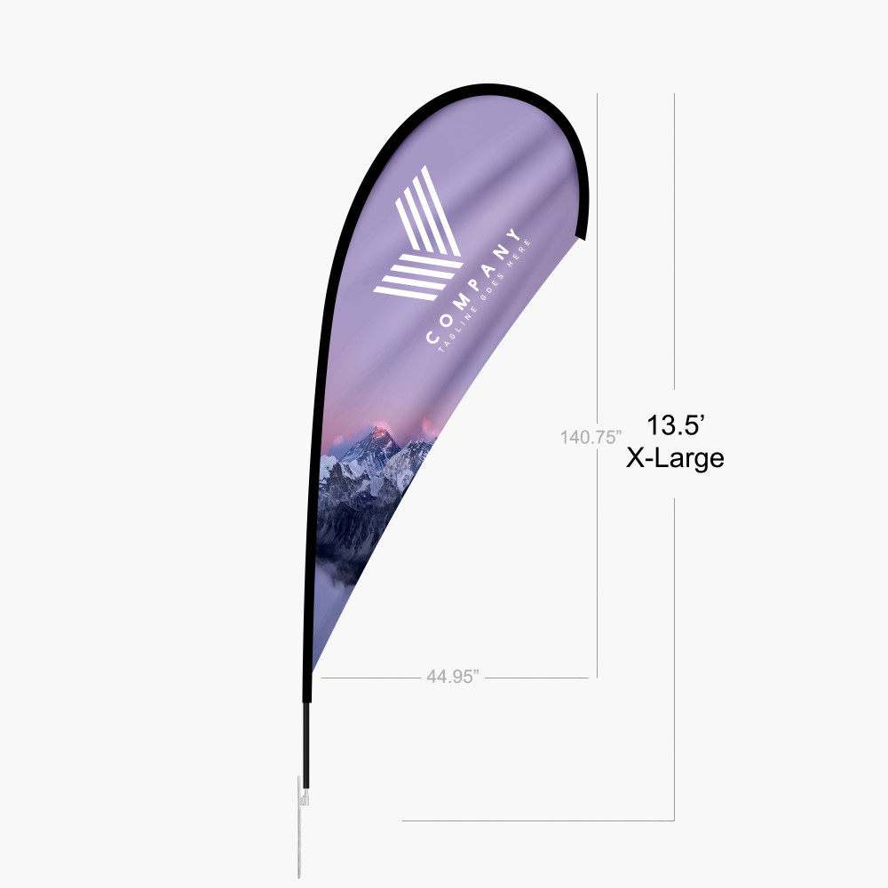 Teardrop flag with custom graphics and durable pole for outdoor events