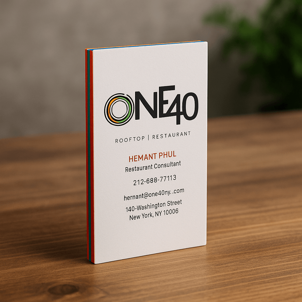 Luxury 32pt painted edge business cards – uncoated cardstock with colorful edges, ideal for making a bold impression, pickup