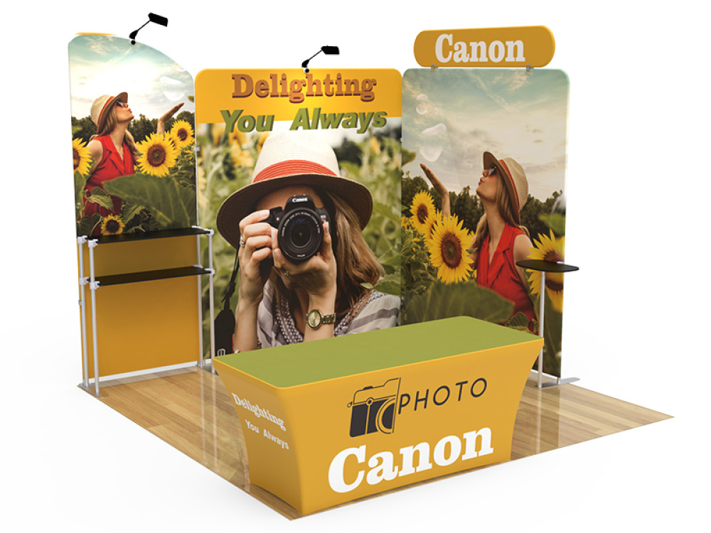 Aubrey 10x10ft custom booth for trade shows and events in NYC and Jersey City, featuring a lightweight aluminum frame, easy a