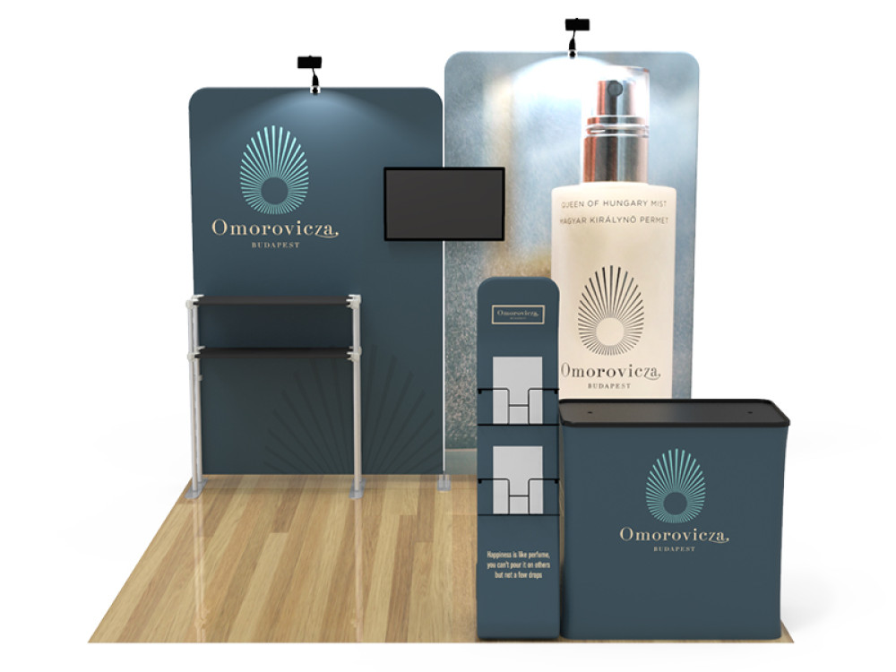 Modura 10x10ft custom trade show booth with aluminum frame and vibrant graphics