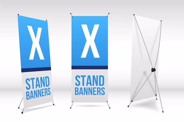 X Banner Stand -Same Day X banner stands printed same-day – lightweight, full-color graphics, ideal for trade shows and presentations, pickup in Jerse
