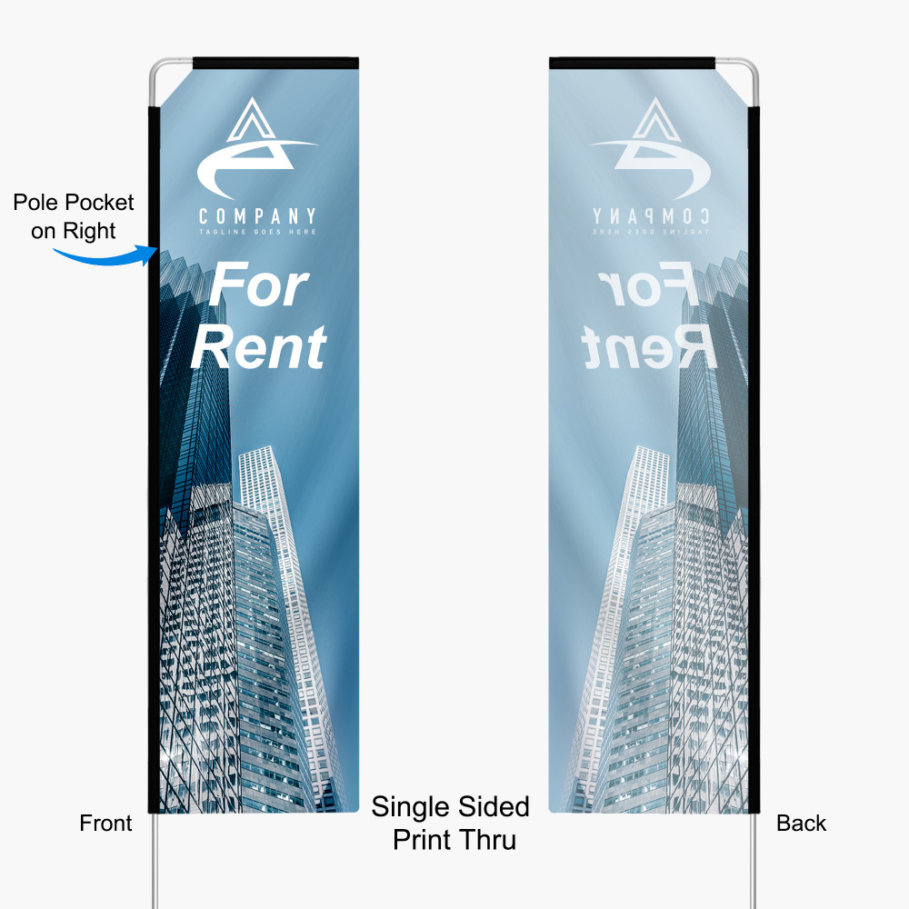 Rectangle Flag + Pole 3