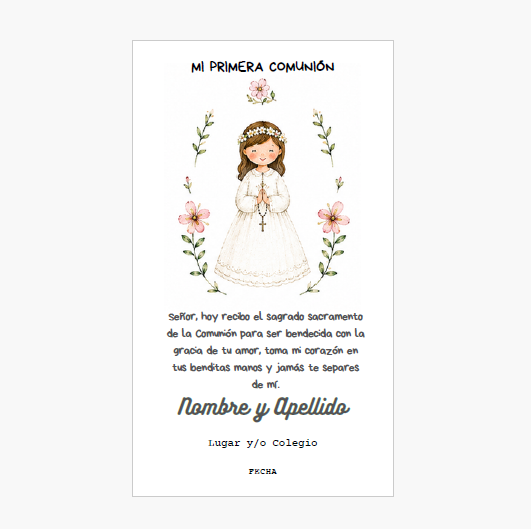 Santitos Primera Comunión Niña de Blanco