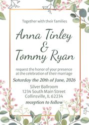 Invites - Pink Flower Border