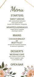 Menu - Pink Flowers Gold