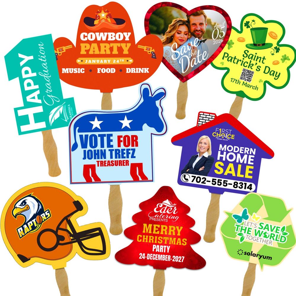 Stock Shaped Full Color Hand Fans 4