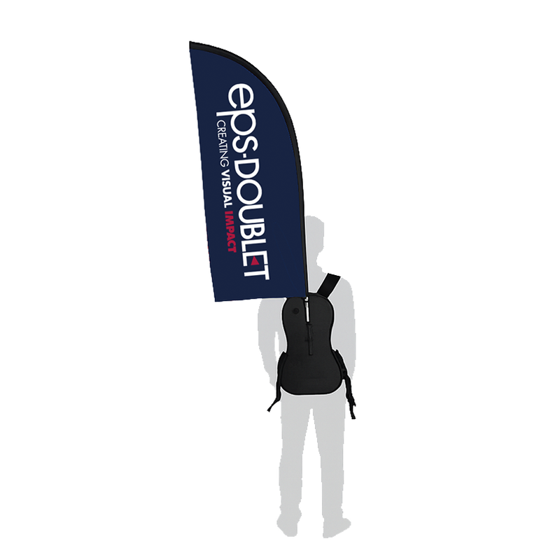 Straight backpack flag for events and promotions, lightweight portable display