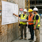 Men Looking at Printed Blueprints