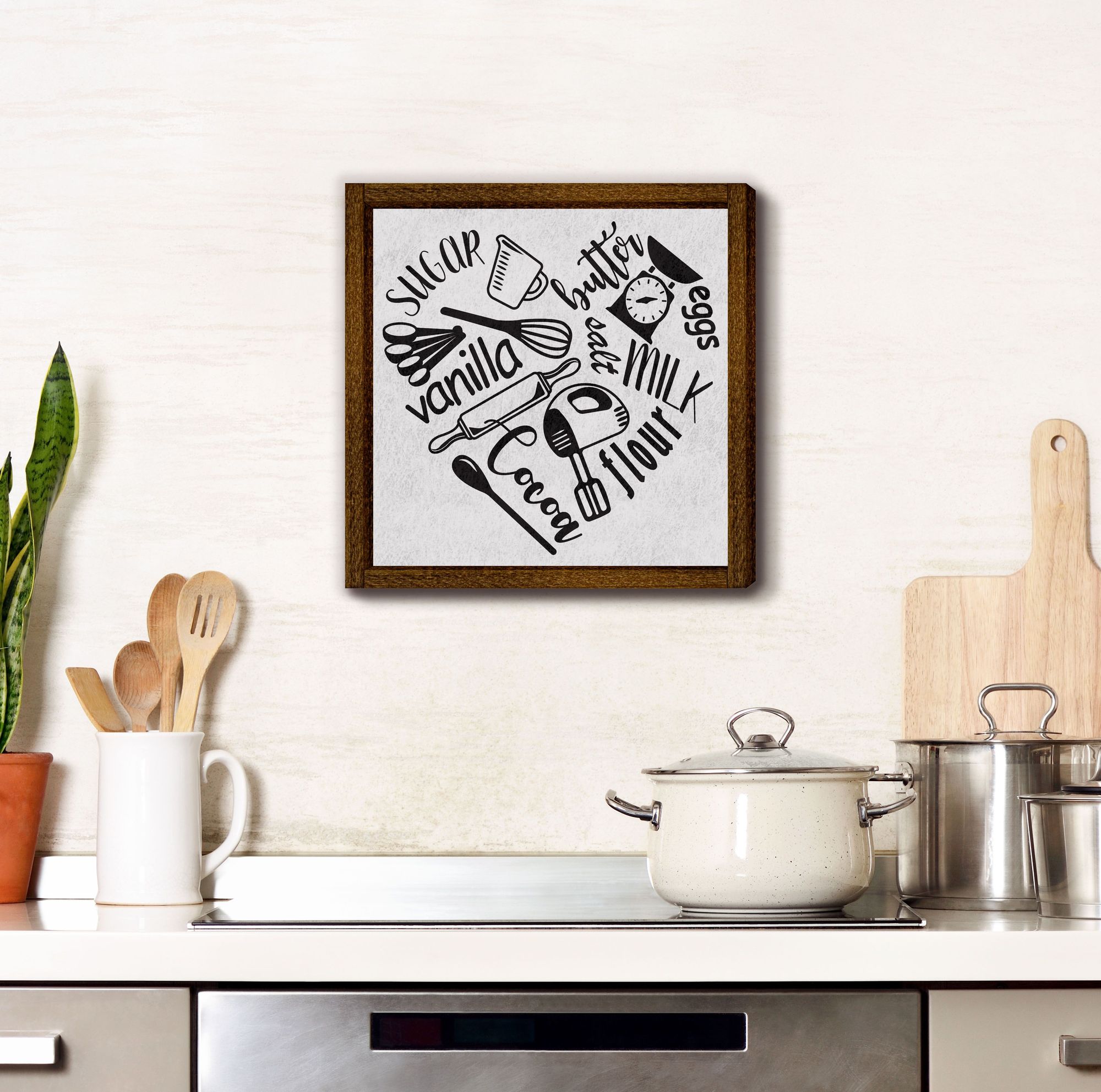 Kitchen Utensils in a Heart Shape Design Sign