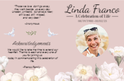 Obituary Pink Floral Border 11x17 Folded