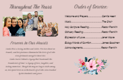 Obituary Pink Floral Border 11x17 Folded