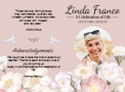 Obituary Pink Floral Border 8.5x11 Folded
