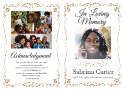 Obituary White w/ Gold Border 8.5x11 Folded