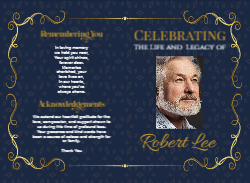 Obituary Blue Diamonds, Gold Border 8.5x11