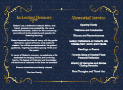 Obituary Blue Diamonds, Gold Border 8.5x11