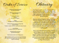 Obituary Memorial Yellow Floral 8x11