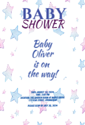 TEST Baby Shower Pink Blue stars Invite