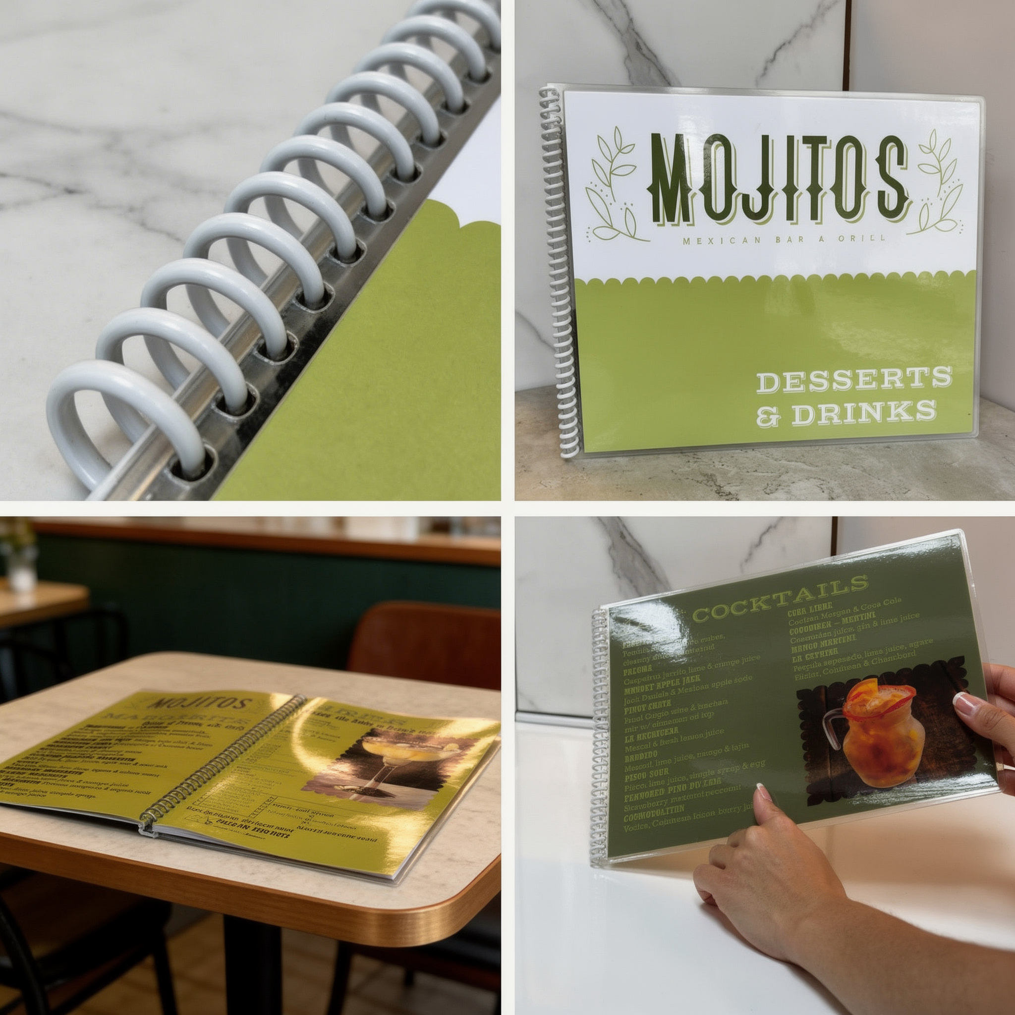 Laminated Spiral Bound Dine-In Restaurant Menus