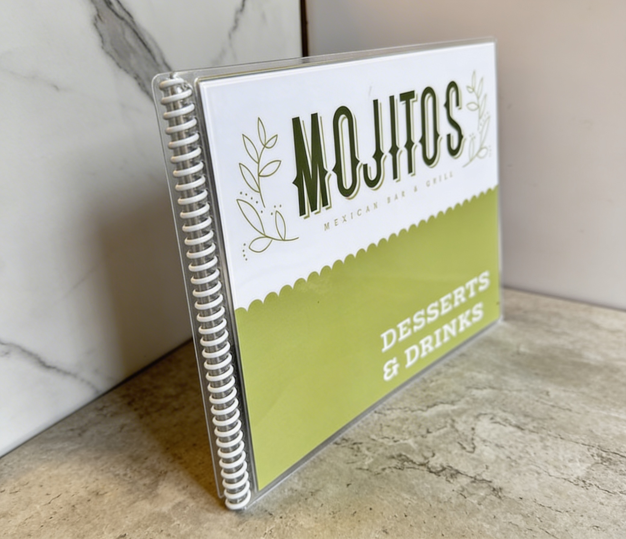 Laminated Spiral Bound Dine-In Restaurant Menus