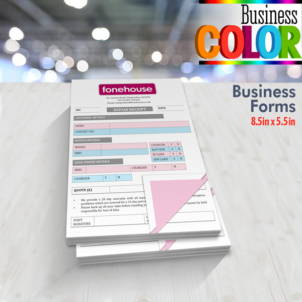 Carbonless Forms 8.5" x 5.5" - Full Color - Quick Turn 2-Part Carbonless Forms in Full Color Printing