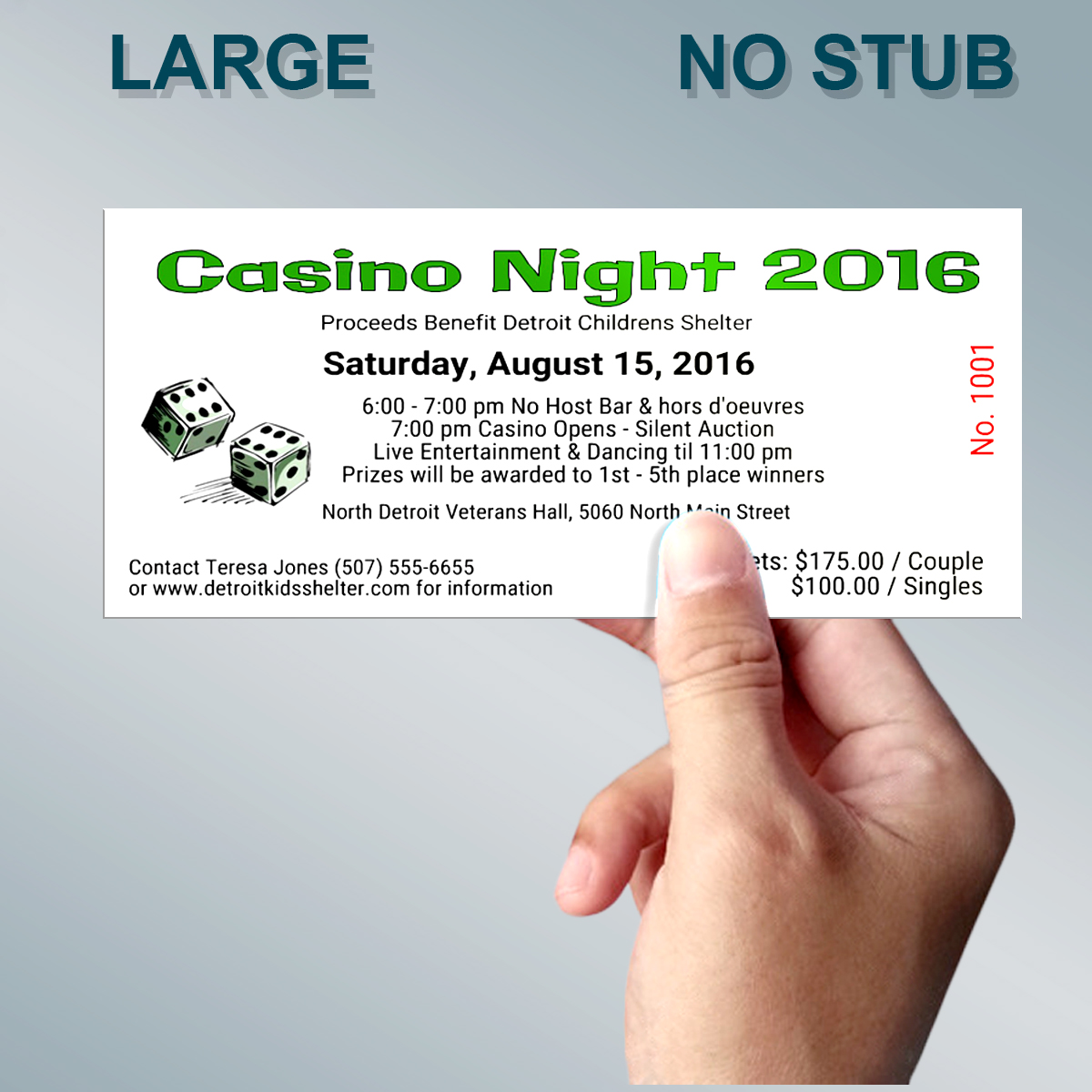 Large Economy Ticket Printing - No Stub