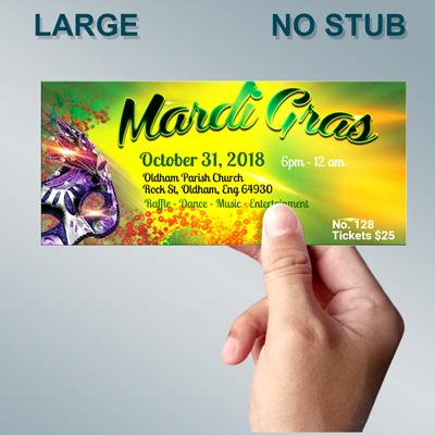 Large Premium Event Ticket Printing with No Stub