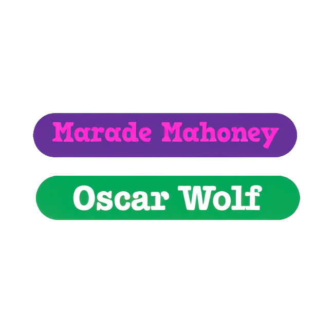 Thin rectangle name labels 1.5” x .25"