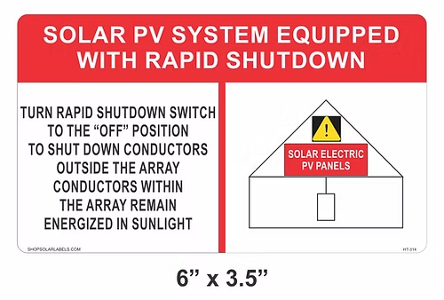 Solar PV label System equipped with rapid shutdown label