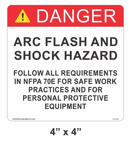 ARC FLASH AND SHOCK HAZARD label