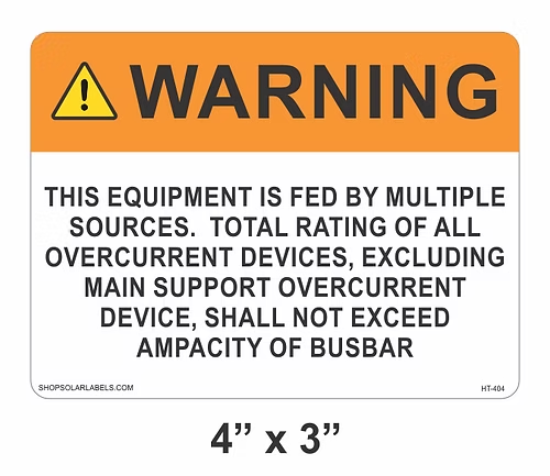 AWARNING THIS EQUIPMENT IS FED BY MULTIPLE SOURCES. label 4” x 3"