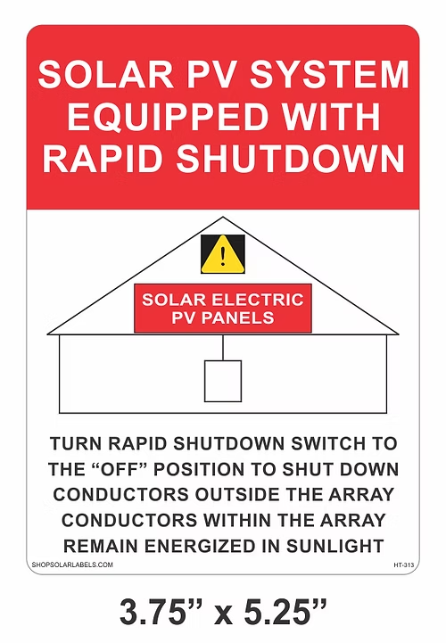 Solar PV label System equipped with rapid shutdown label