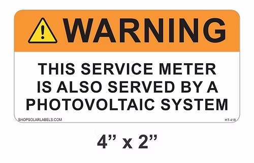 WARNING THIS SERVICE METER label 4” x 2"