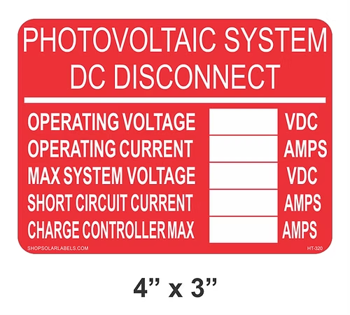 HT-320 Power Source Label