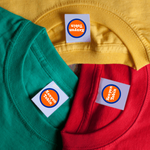 small round stickers on t shirts
