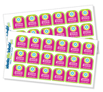 small square name labels