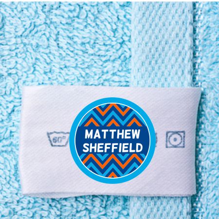 small round name sticker towel