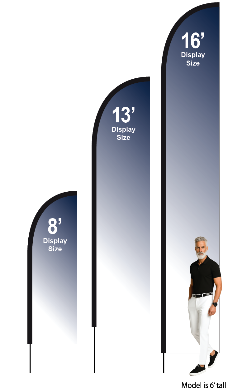 Straight Feather Flag Sizes