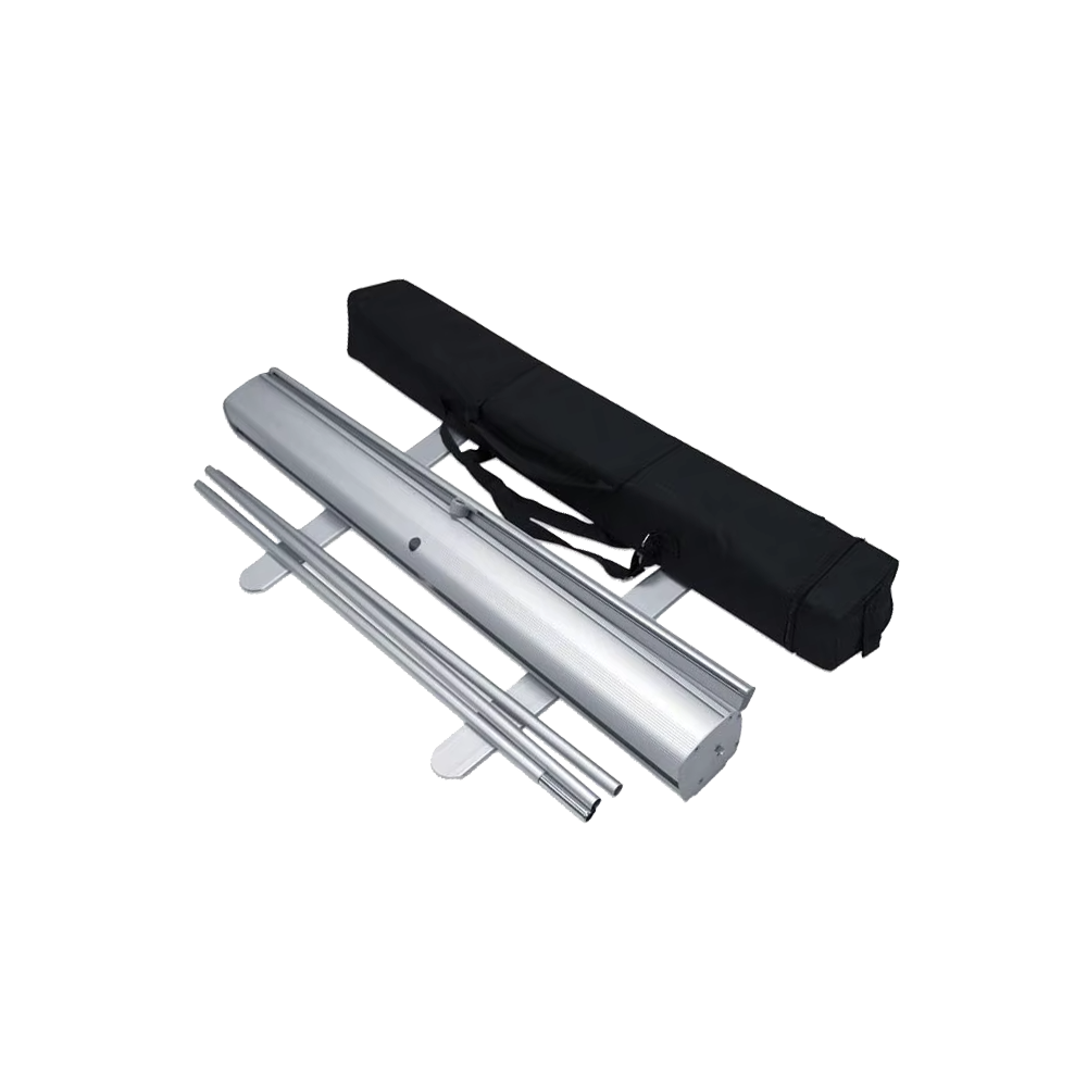 Economy Banner Stand with Travel Bag - Silver Brushed