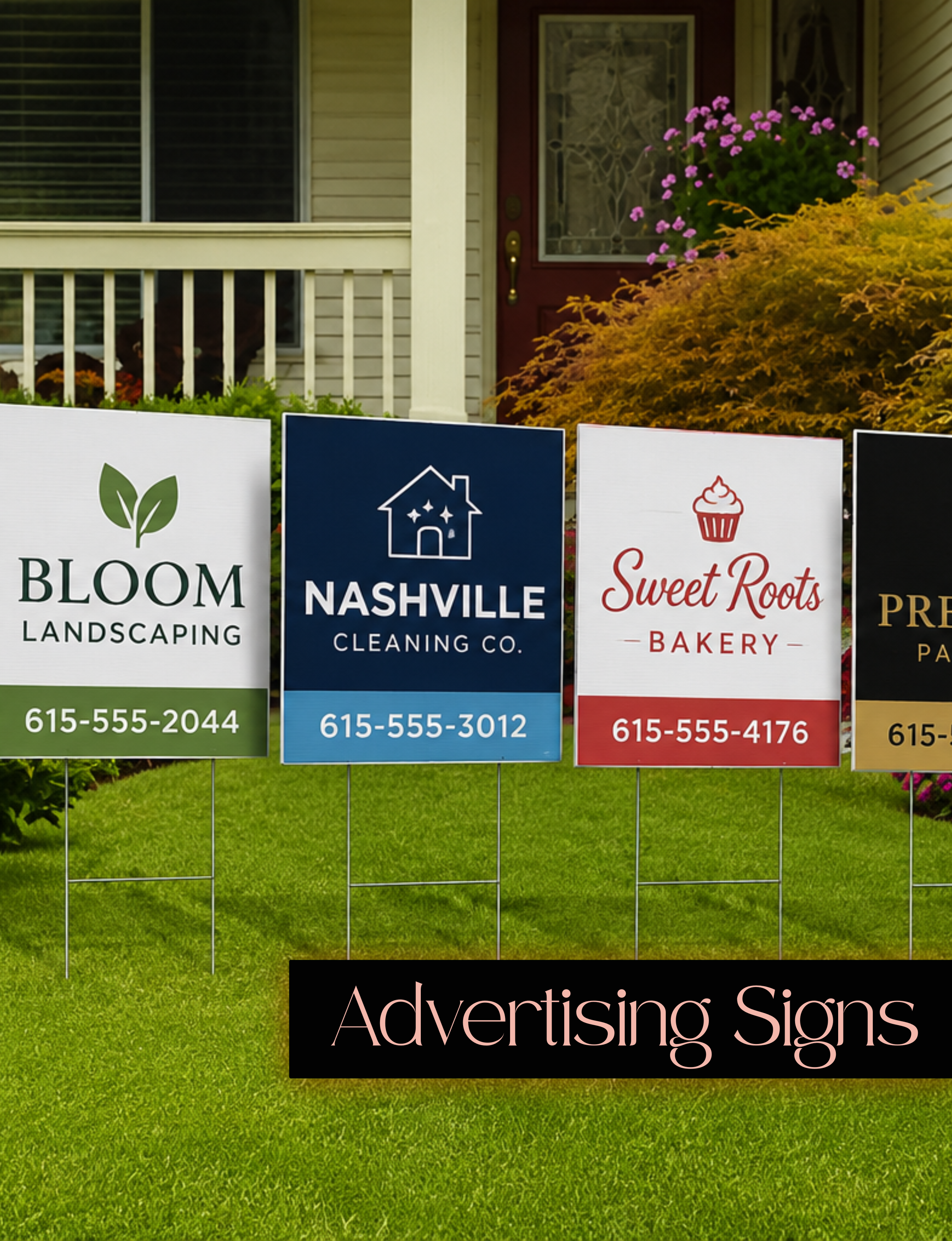 Custom printed advertising yard signs for marketing and events by JYS Signs and Print Co
