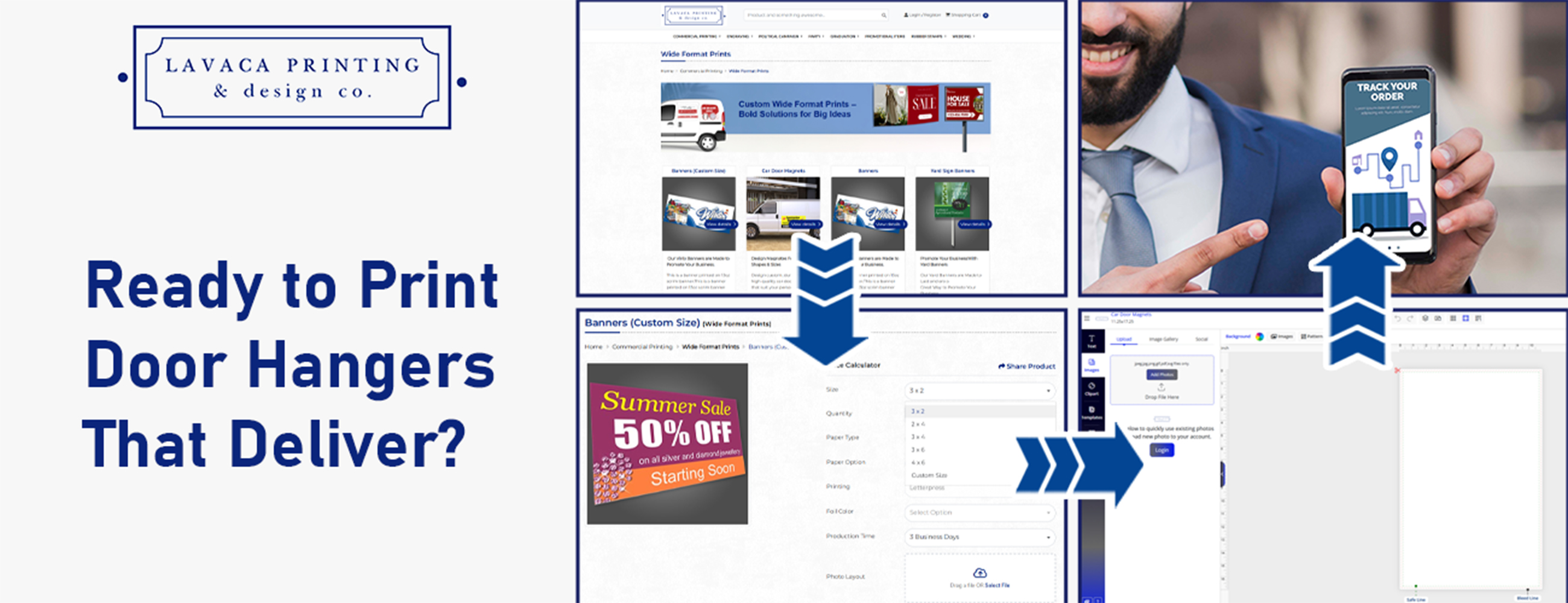 Texas REALTOR holding Lavaca-printed door hangers and marketing materials