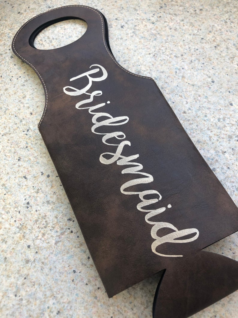 Personalized Leather Wine Bag