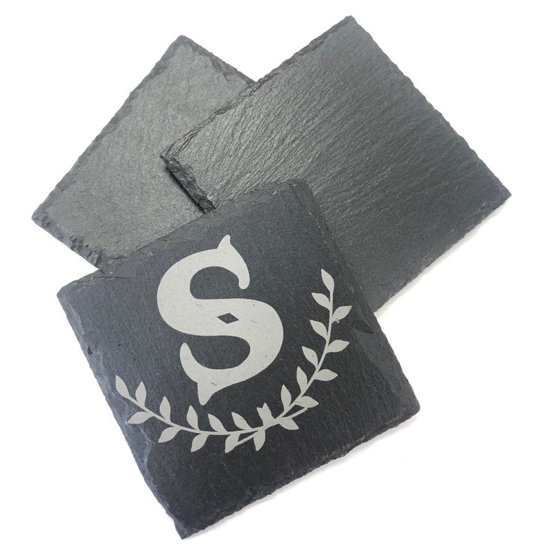 Laser Engraved Slate Coaster - Set of 4 Laser Engraved Slate Coaster - Set of 4