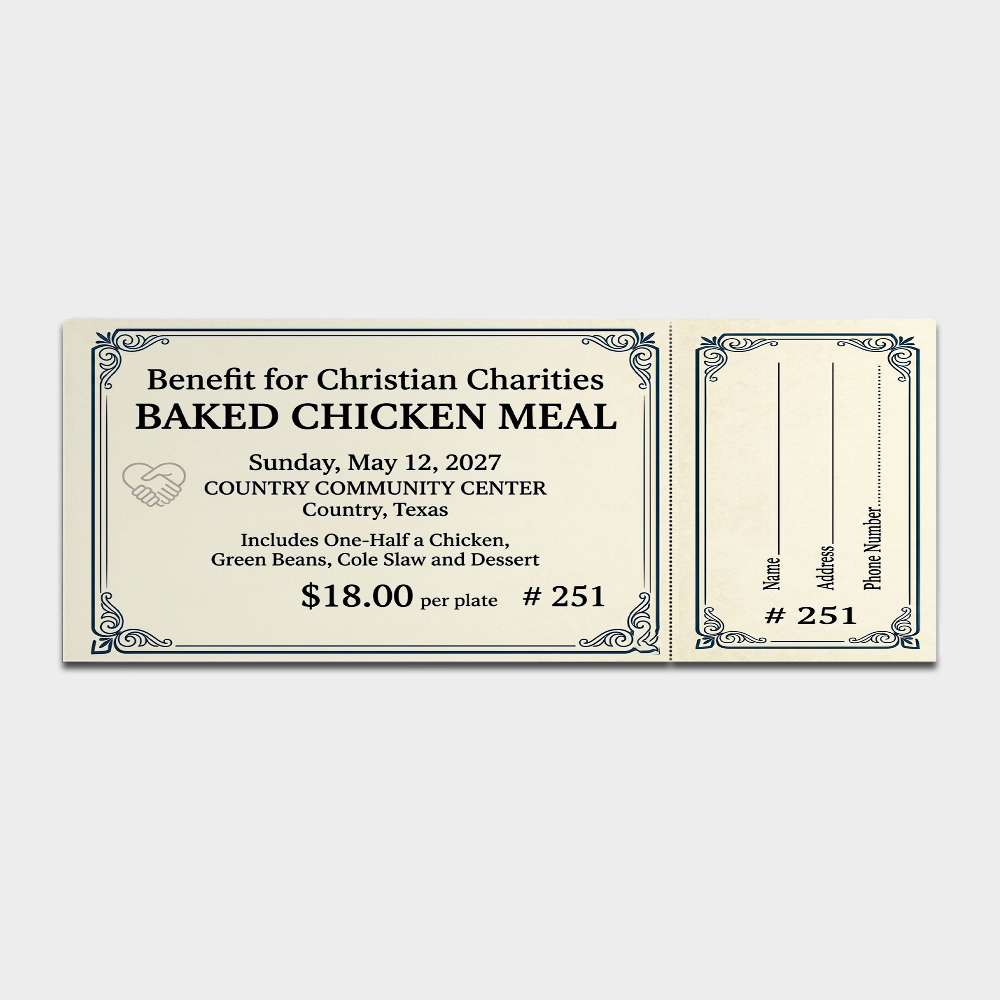 Meal Tickets 2" x 3.5" Numbered