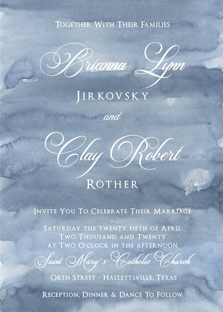 Navy Watercolor Wedding Invitation