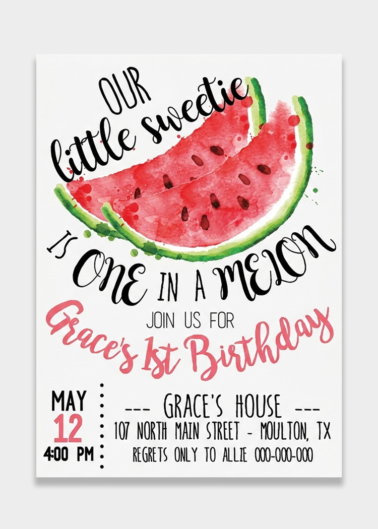 Watermelon Theme Birthday Invite