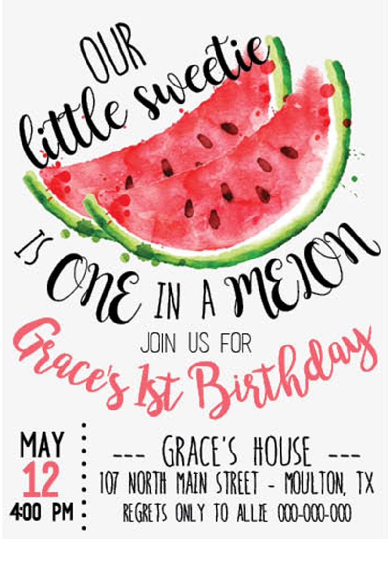 Watermelon Theme Birthday Invite 2