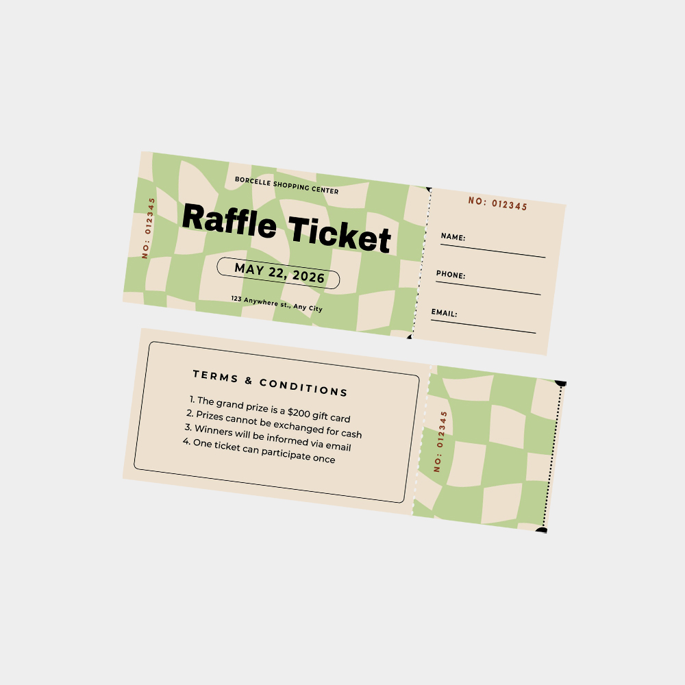 Raffle Tickets 3.5" x 8.5" 3