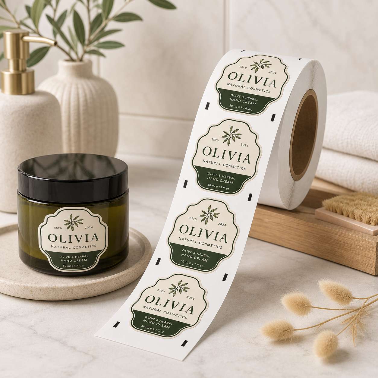 Custom Roll Labels — Custom roll for product packaging and branding, ideal for jars, bottles, and retail packaging