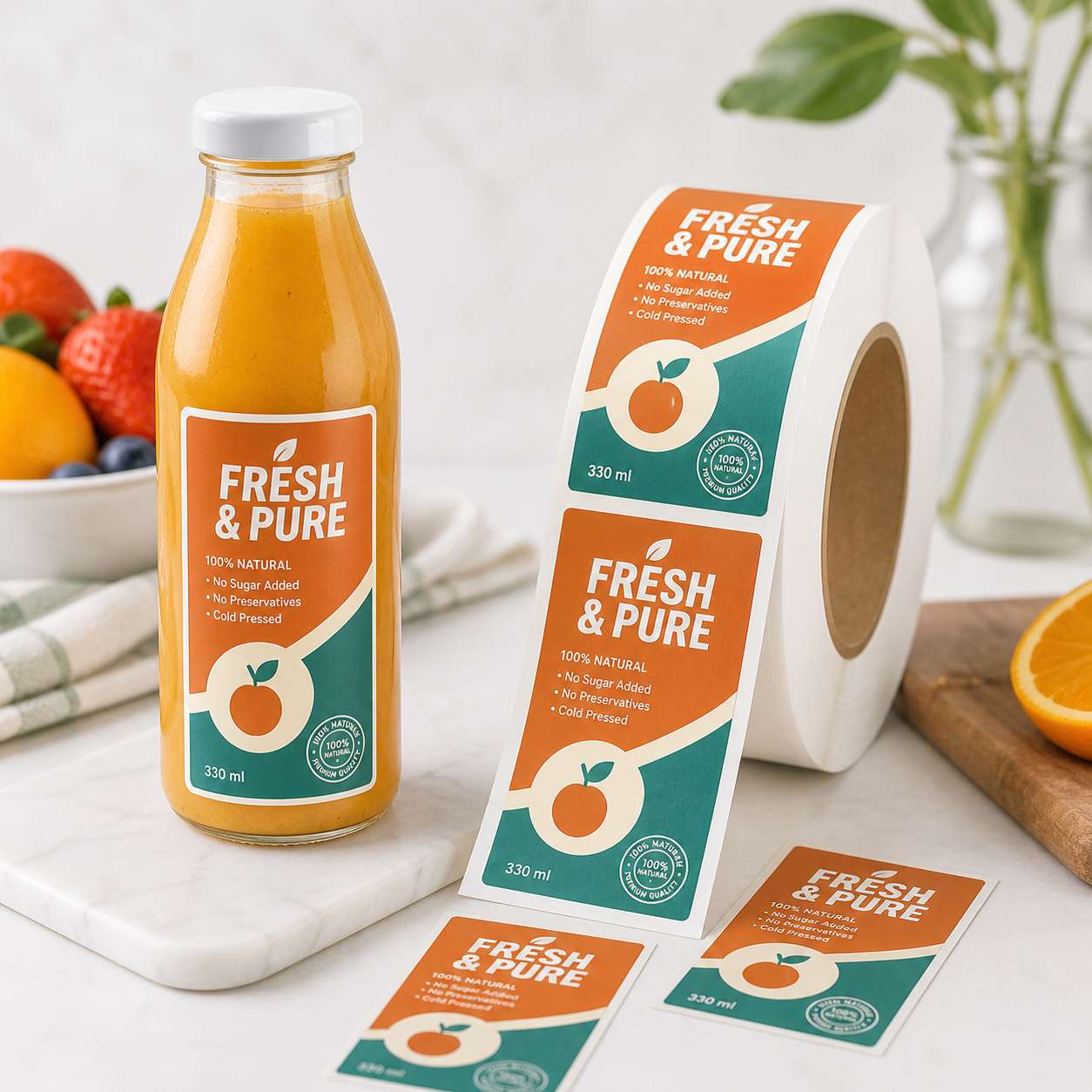 Rectangle Roll Labels — Rectangle roll for product packaging and branding, ideal for jars, bottles, and retail packaging