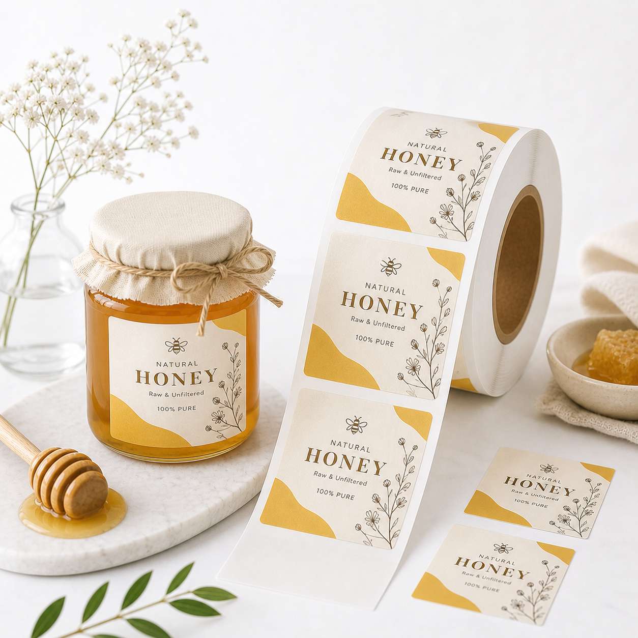 Square Roll Labels Square Roll Labels — Square roll for product packaging and branding, ideal for jars, bottles, and retail packaging